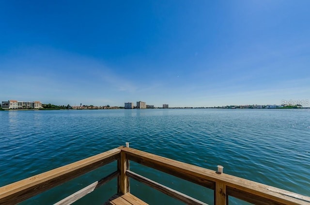 dock area with a water view