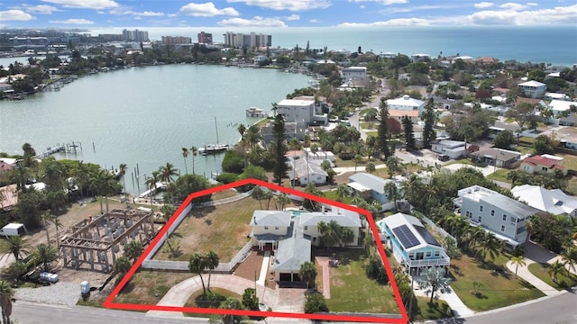 15825 Redington Dr, Redington Beach, FL 33708 - aerial view of property's location featuring a large body of water and property parcel outlined