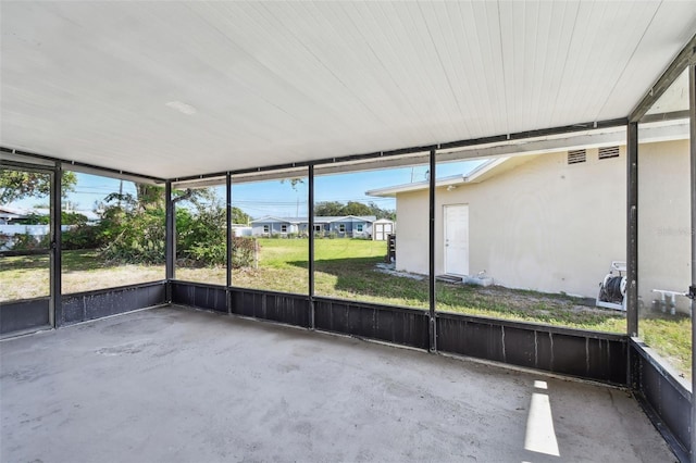 view of unfurnished sunroom