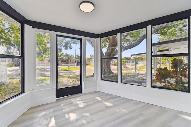 view of unfurnished sunroom