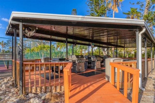 deck featuring grilling area