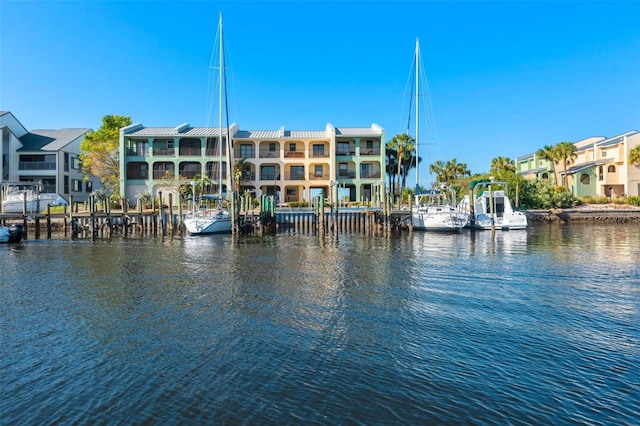 property view of water featuring a dock