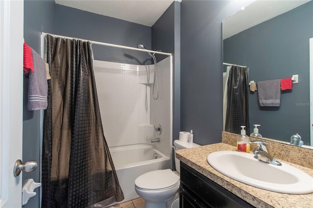 12827 Buffalo Run Dr, Gibsonton, FL 33534 - bathroom with vanity, shower / tub combo, toilet, and tile patterned flooring