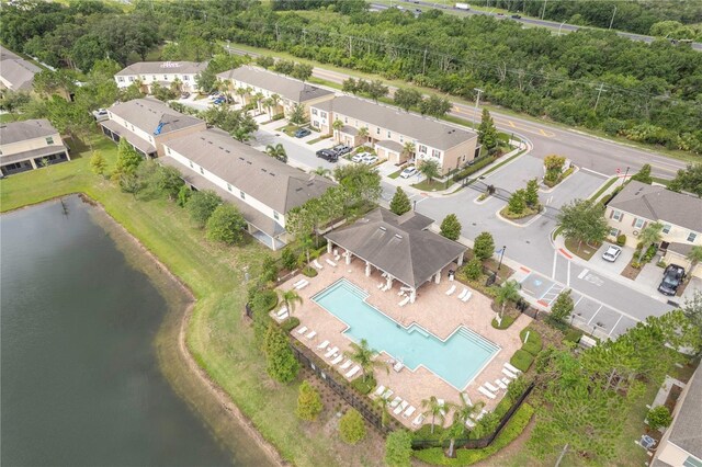 12827 Buffalo Run Dr, Gibsonton, FL 33534 - aerial view of a pool and a large body of water