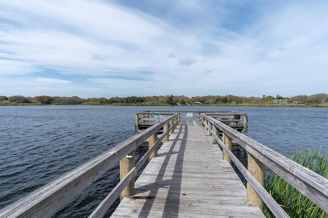 view of dock featuring a water view