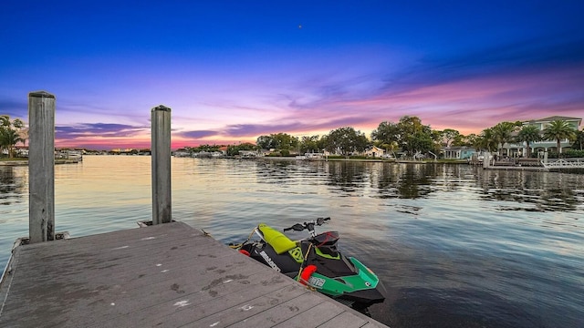 dock area featuring a water view