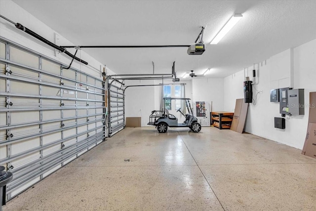 garage with a garage door opener