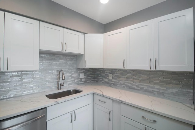 kitchen featuring white cabinetry, sink, and stainless steel dishwasher