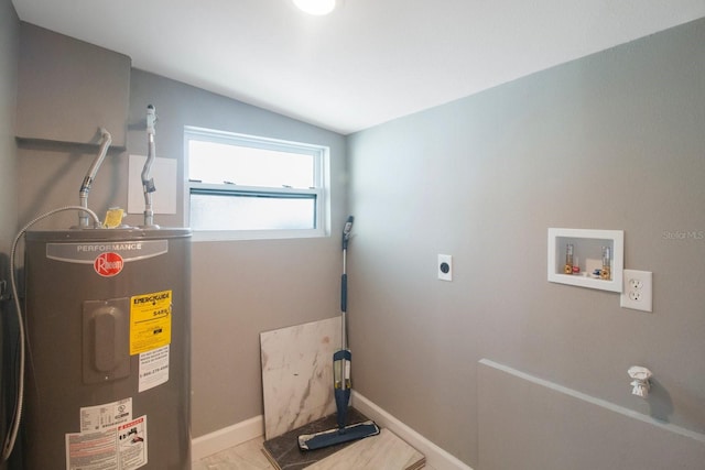 utility room with water heater