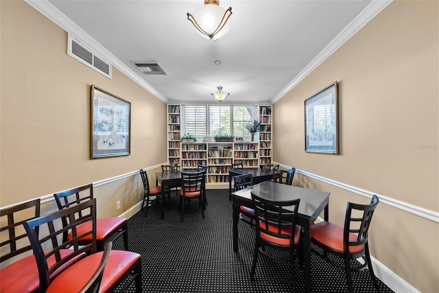 dining room with crown molding