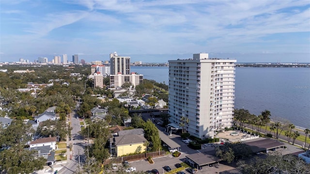 bird's eye view featuring a water view