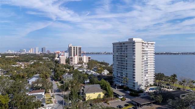 bird's eye view featuring a water view