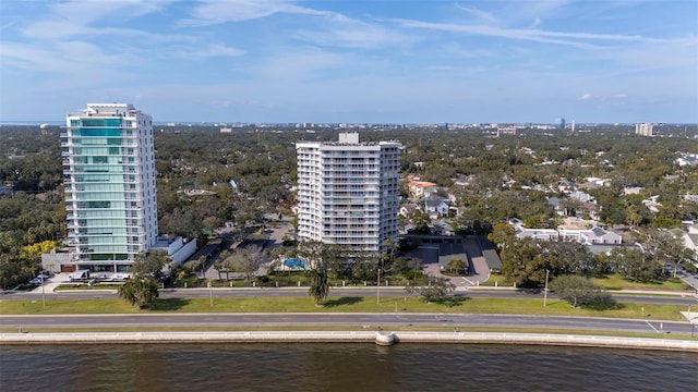 bird's eye view featuring a water view