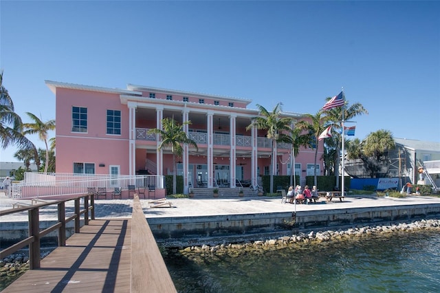 exterior space featuring a water view