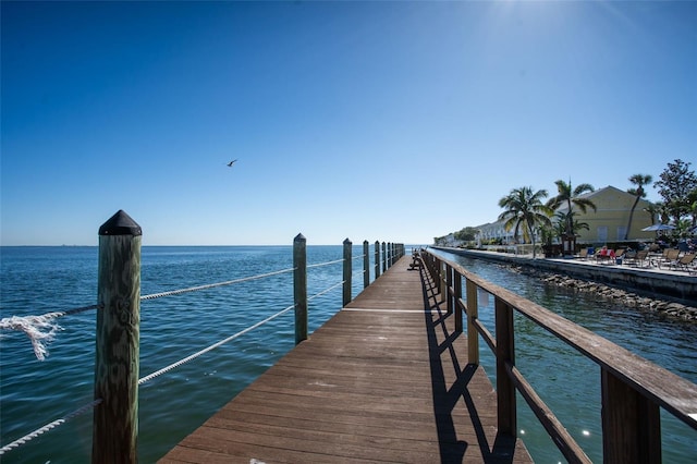 dock area featuring a water view