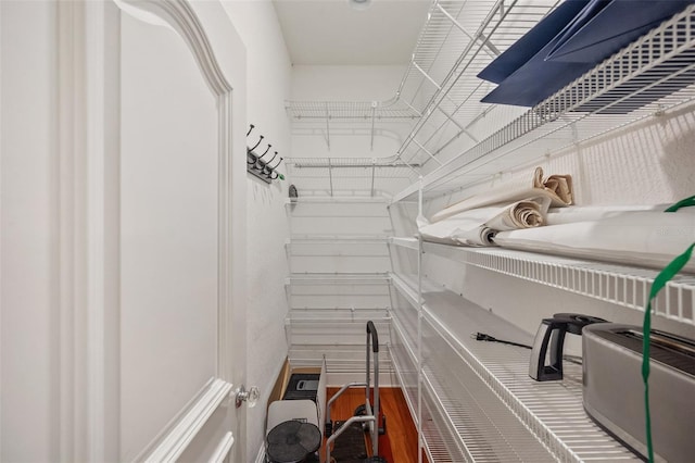 walk in closet featuring hardwood / wood-style flooring