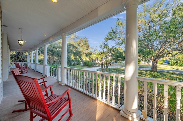 wooden deck with a porch