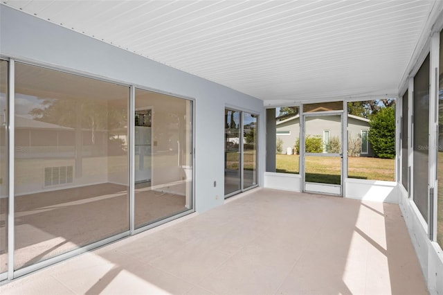 view of unfurnished sunroom