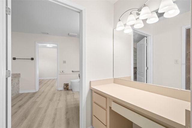 bathroom featuring wood-type flooring and vanity