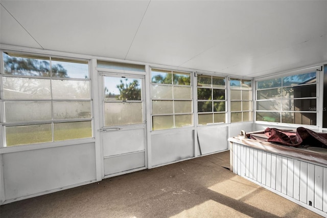 view of unfurnished sunroom