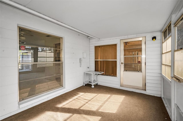 view of unfurnished sunroom