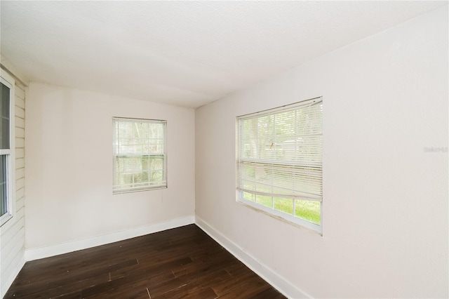 spare room featuring dark hardwood / wood-style floors and a wealth of natural light