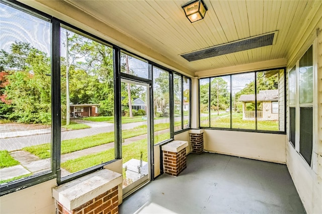 view of unfurnished sunroom