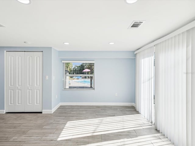 interior space with light hardwood / wood-style floors