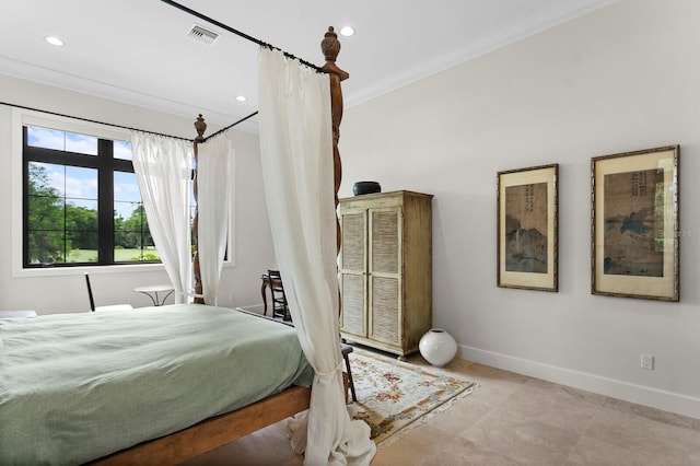 bedroom featuring ornamental molding