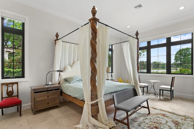 bedroom featuring ornamental molding