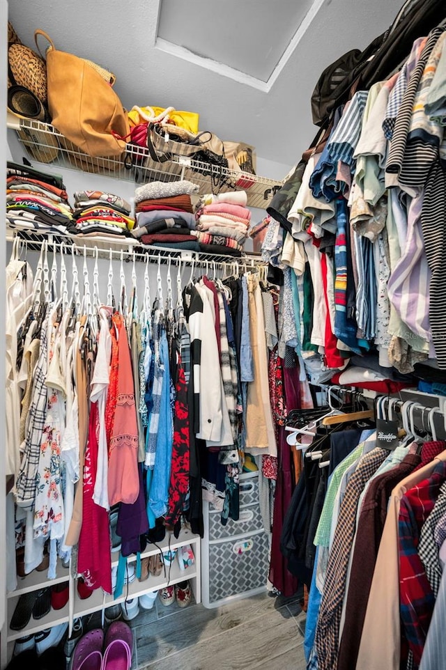 spacious closet featuring hardwood / wood-style floors