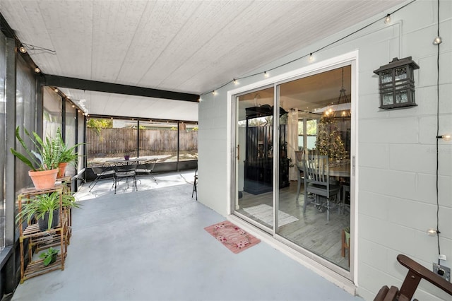 view of unfurnished sunroom