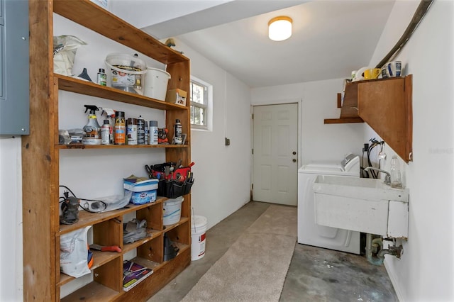 laundry room featuring hookup for a washing machine, cabinets, and sink