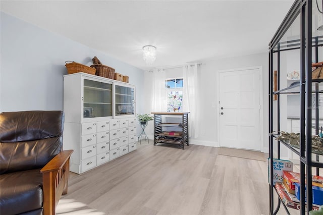 interior space with light hardwood / wood-style floors