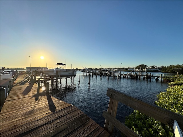 view of dock featuring a water view