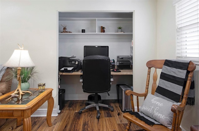 office area featuring hardwood / wood-style flooring