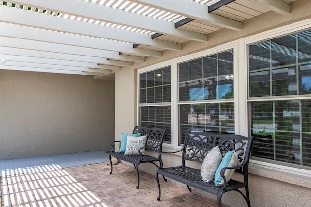 view of patio / terrace featuring a pergola