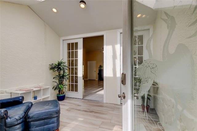 view of exterior entry featuring stucco siding