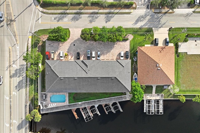 bird's eye view featuring a water view