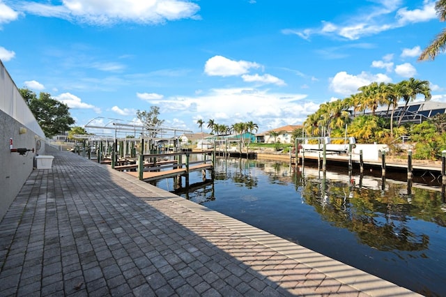 view of dock featuring a water view