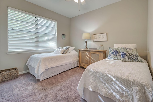 bedroom featuring carpet and ceiling fan