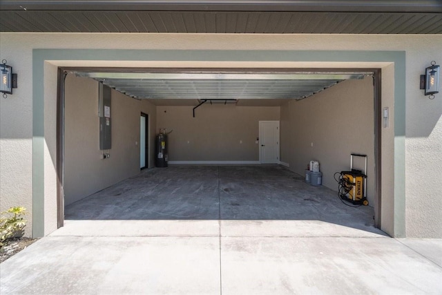 garage with electric water heater