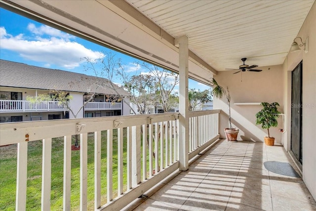 balcony with ceiling fan