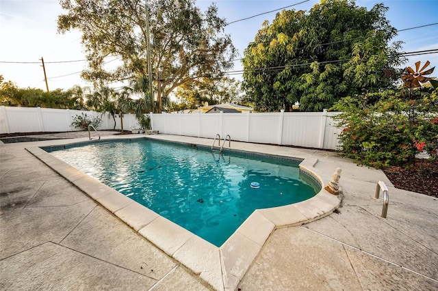 view of swimming pool featuring a patio