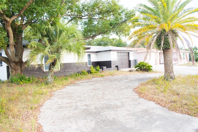 exterior space featuring a garage