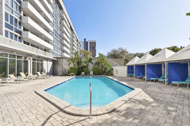 view of pool featuring a patio