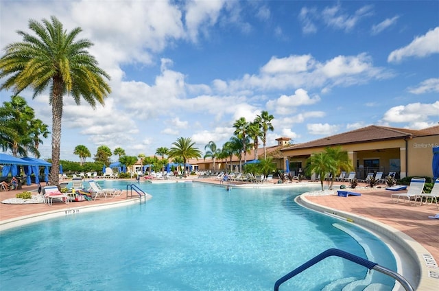 view of pool featuring a patio area