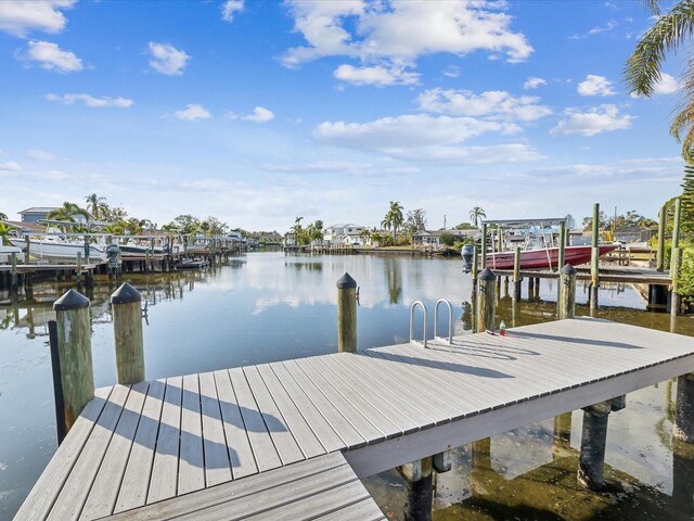 view of dock featuring a water view