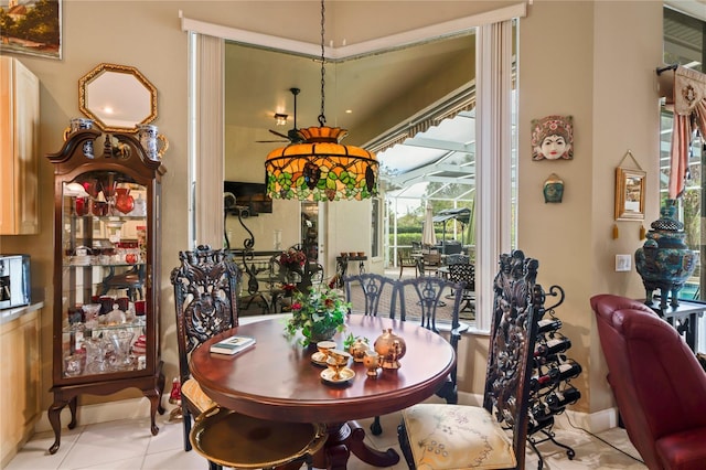 dining room with light tile patterned flooring