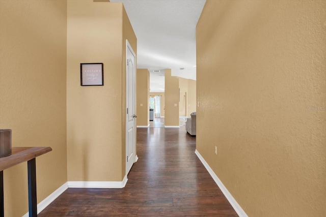 corridor featuring dark hardwood / wood-style floors